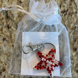 NC State acrylic star keychain with 'Go Pack', custom made! Super cute! ❤️🤍